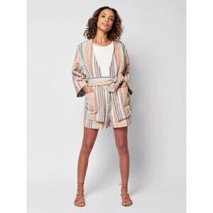 Faherty Mykonos Jacket Surfrider Striped Top Wrap Cover-Up Oversized L 273846